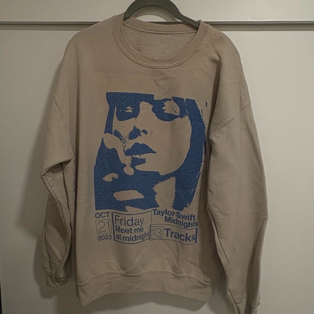 Taylor Swift Beige and Blue Graphic Crewneck Midnights